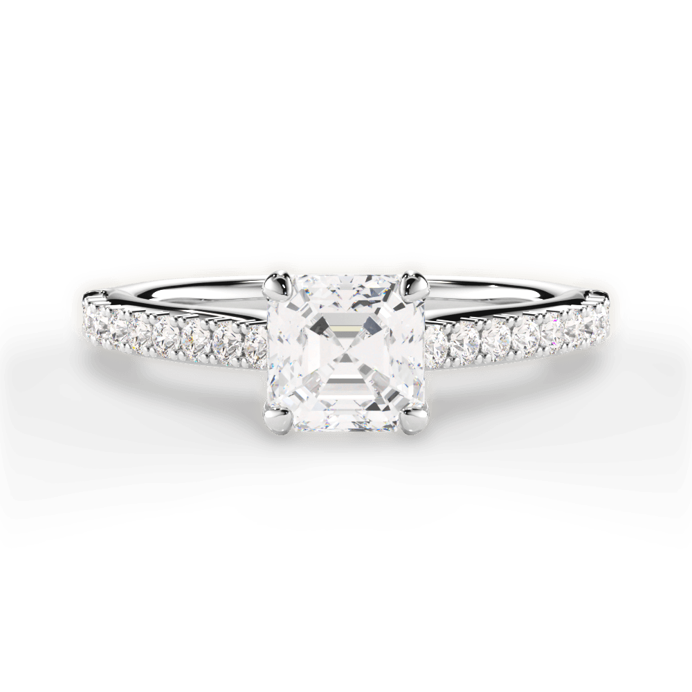 Frances Asscher Cut Lab Grown Diamond Platinum Engagement Ring