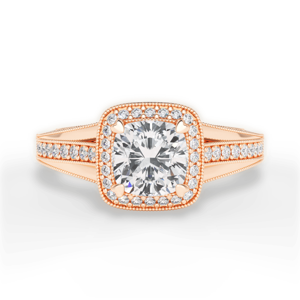 Lillian Cushion Cut Lab Grown Diamond 18Kt Rose Gold Engagement Ring