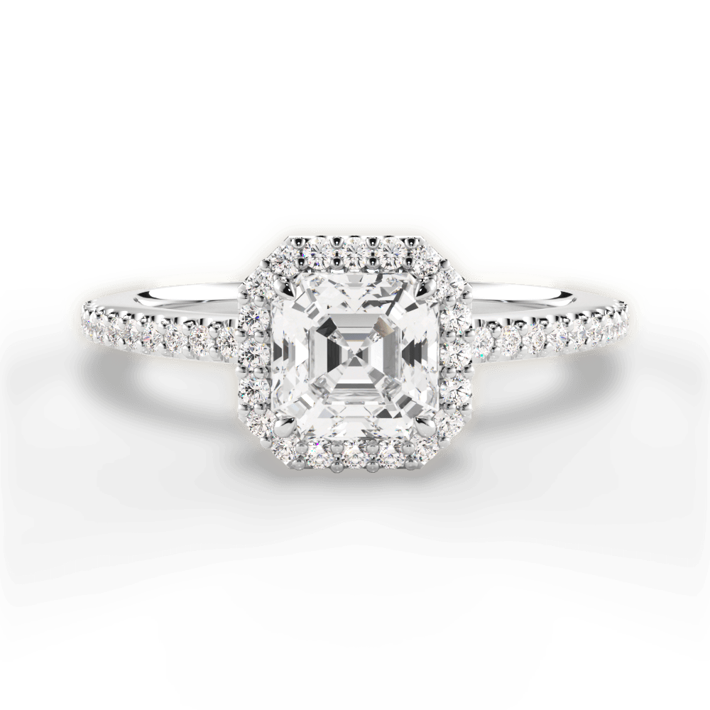 Joanne Asscher Cut Lab Grown Diamond 18Kt White Gold Engagement Ring