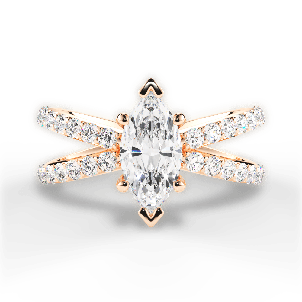 Lauren Marquise Cut Lab Grown Diamond 18Kt Rose Gold Engagement Ring