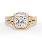 Mackenzie Cushion Cut Lab Grown Diamond 18Kt Yellow Gold Engagement Ring