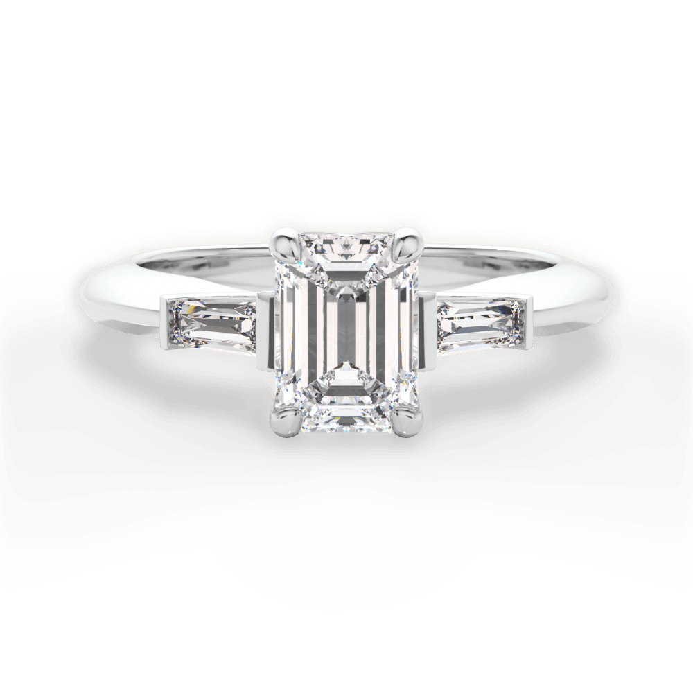 Emily Emerald Cut Lab Grown Diamond 18Kt White Gold Engagement Ring