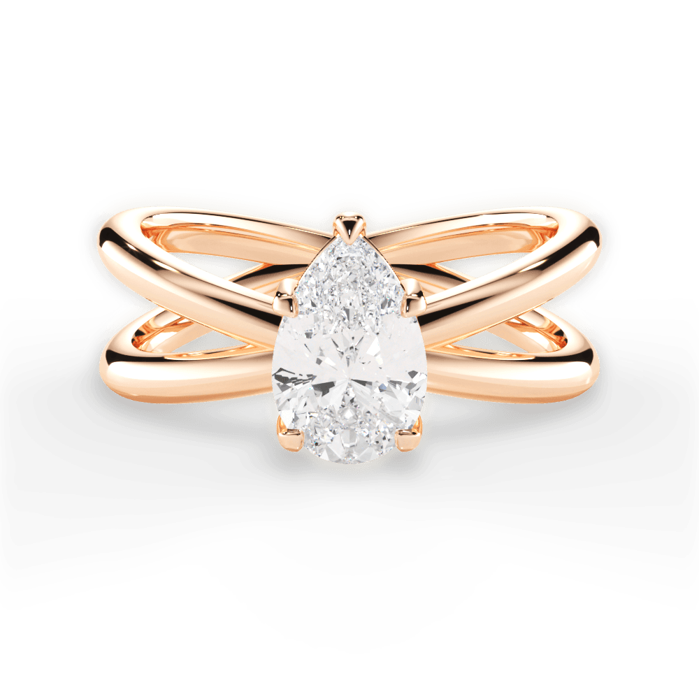 Ada Pear Cut Lab Grown Diamond 18Kt Rose Gold Engagement Ring