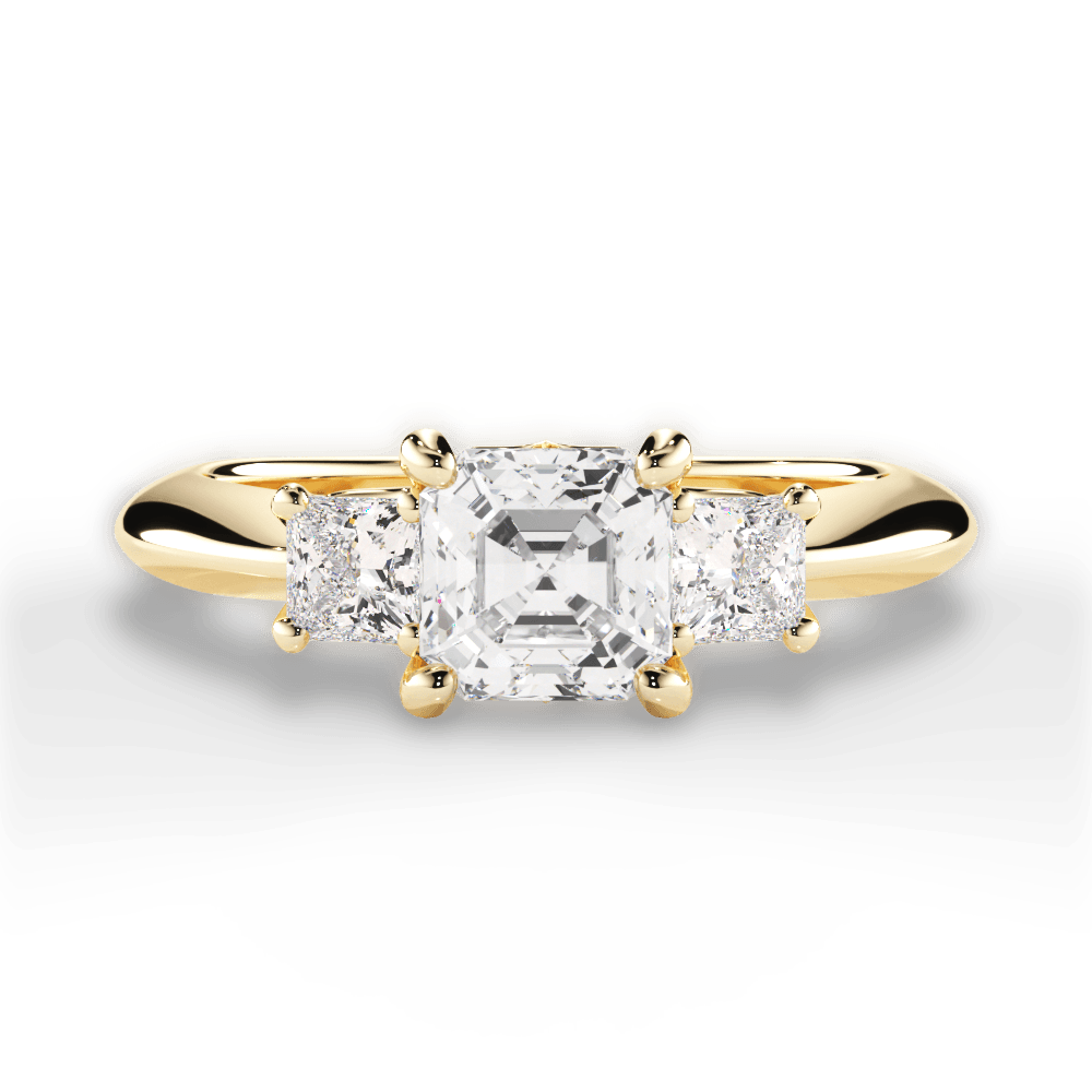 Dorothy Asscher Cut Lab Grown Diamond 18Kt Yellow Gold Engagement Ring