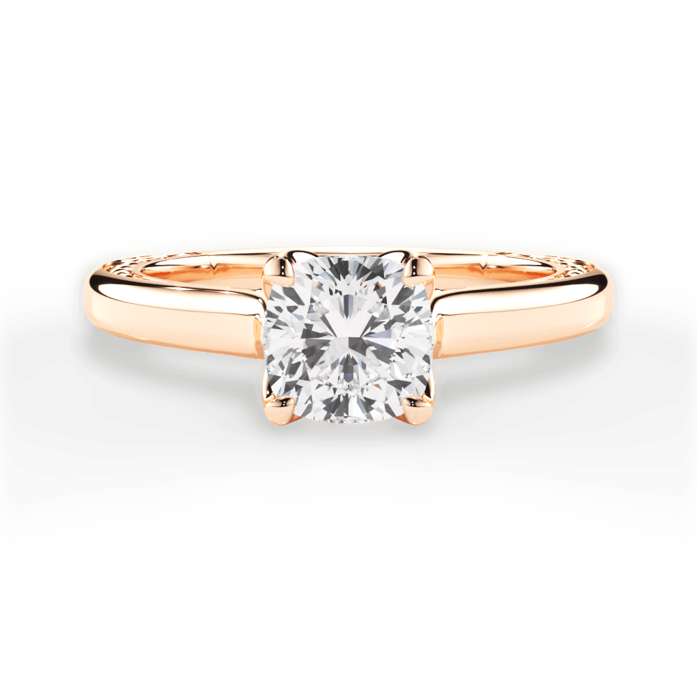 Carrie Cushion Cut Lab Grown Diamond 18Kt Rose Gold Engagement Ring