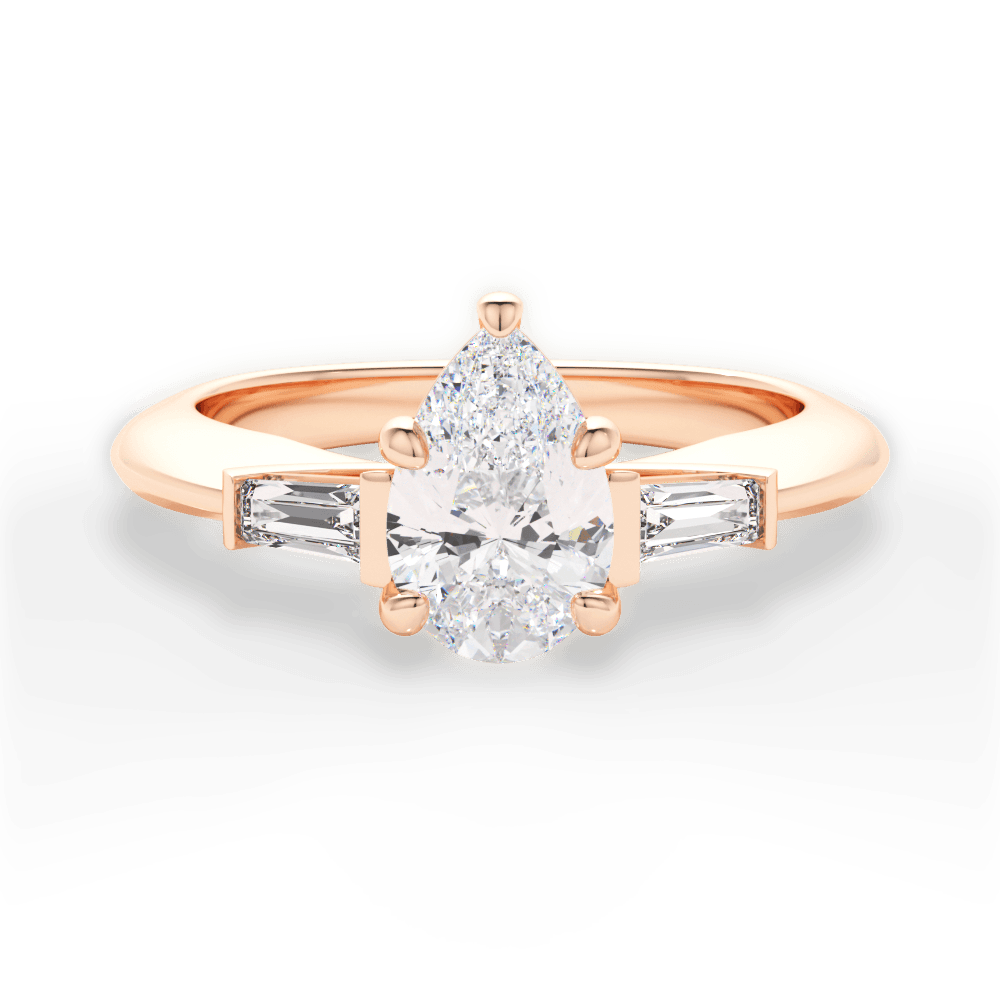Emily Pear Cut Lab Grown Diamond 18Kt Rose Gold Engagement Ring