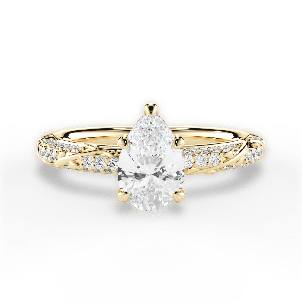 Gloria Pear Cut Lab Grown Diamond 18Kt Yellow Gold Engagement Ring