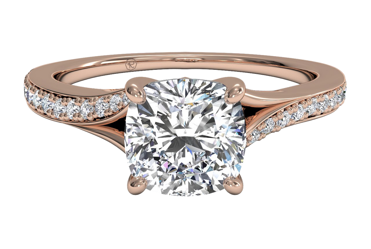 Elise Cushion Cut Lab Grown Diamond 18Kt Rose Gold Engagement Ring