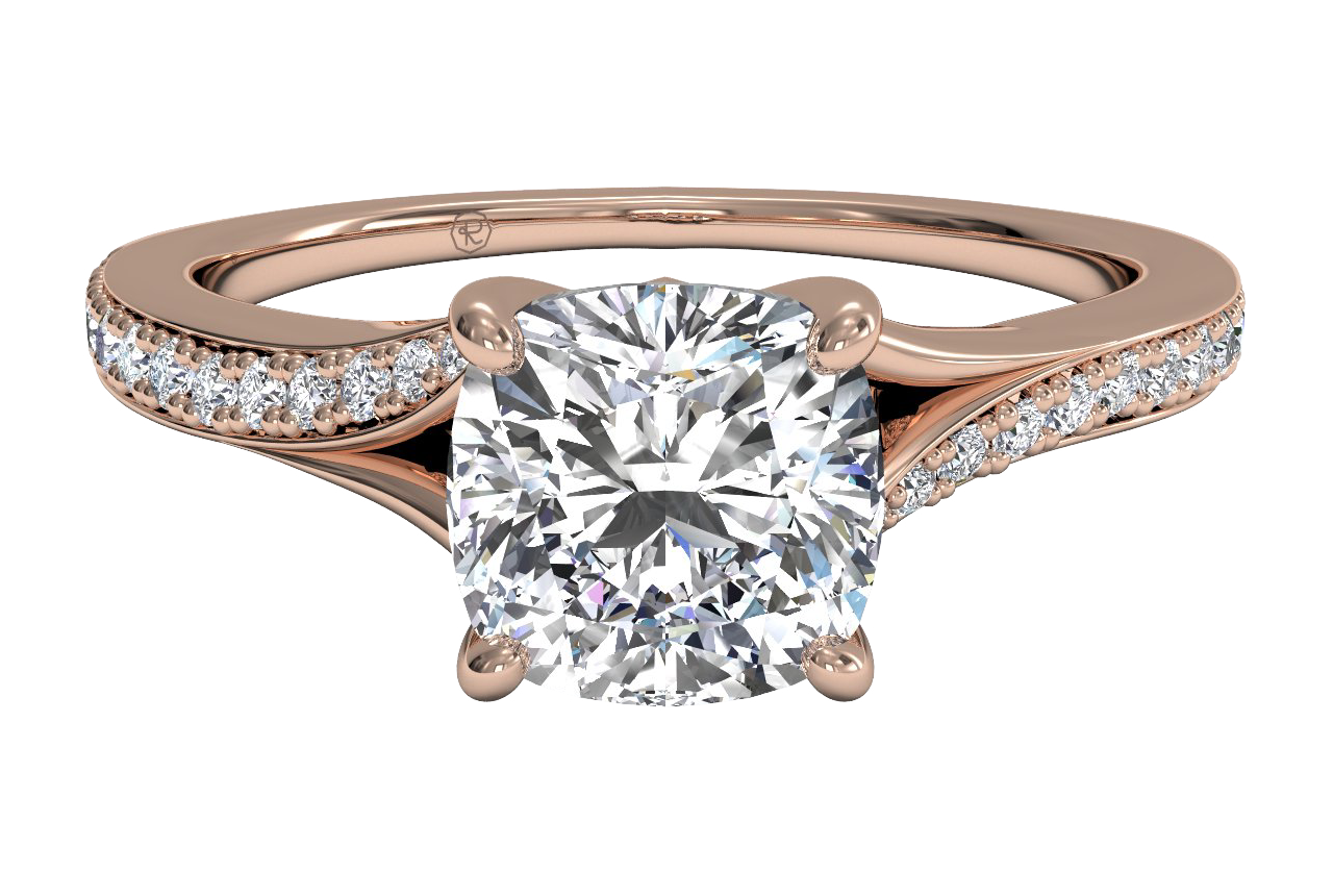 Elise Cushion Cut Lab Grown Diamond 18Kt Rose Gold Engagement Ring