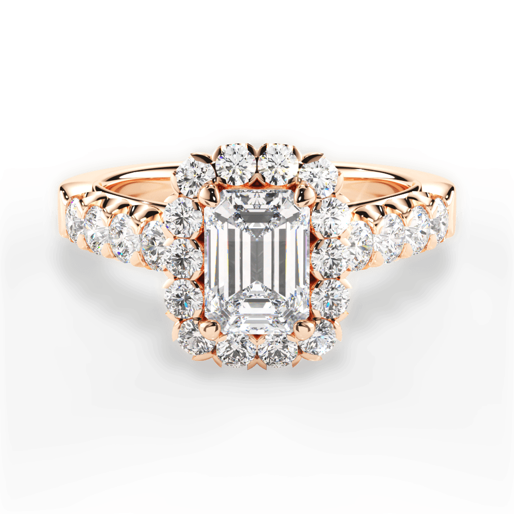 Lacey Emerald Cut Lab Grown Diamond 18Kt Rose Gold Engagement Ring
