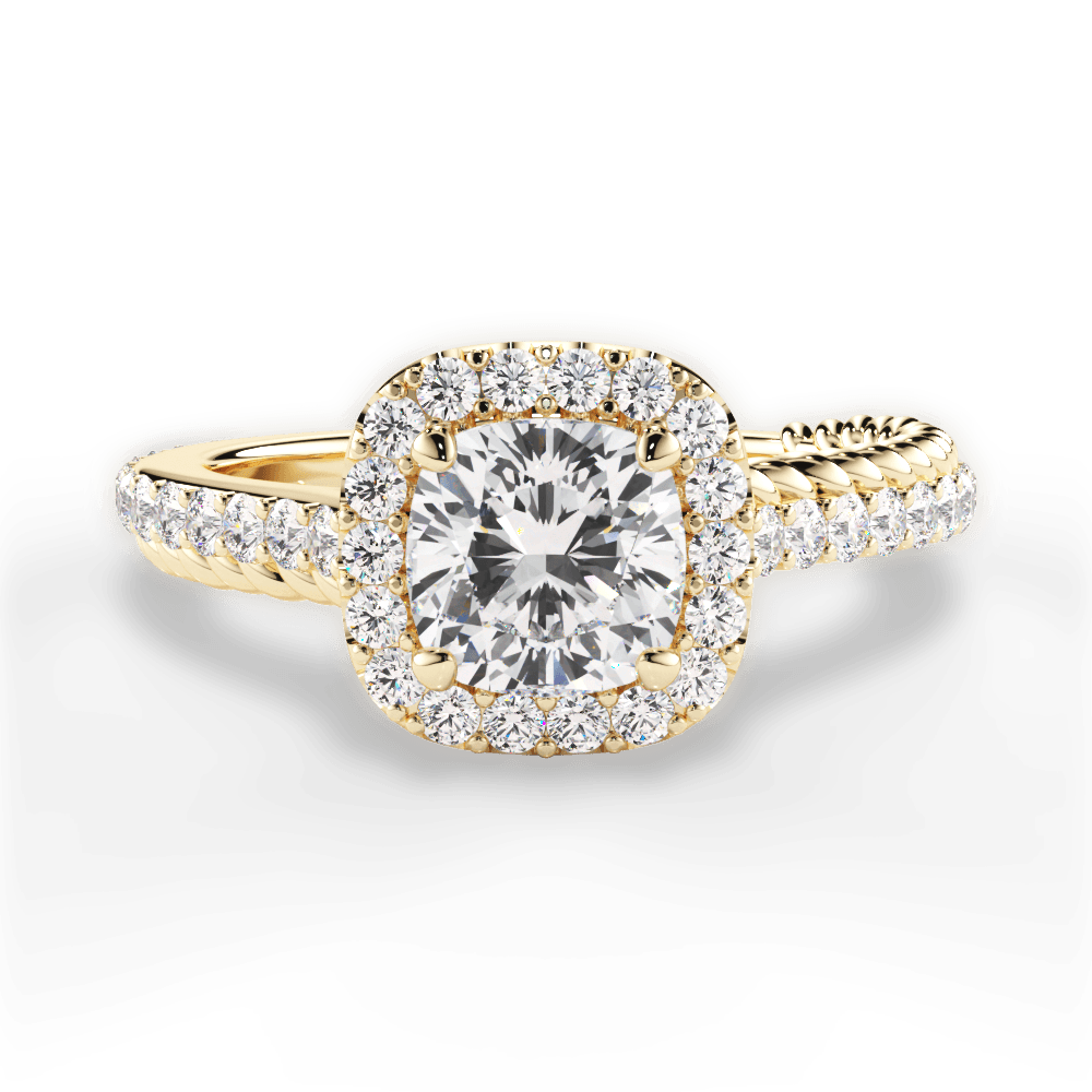 Kim Cushion Cut Lab Grown Diamond 18Kt Yellow Gold Engagement Ring
