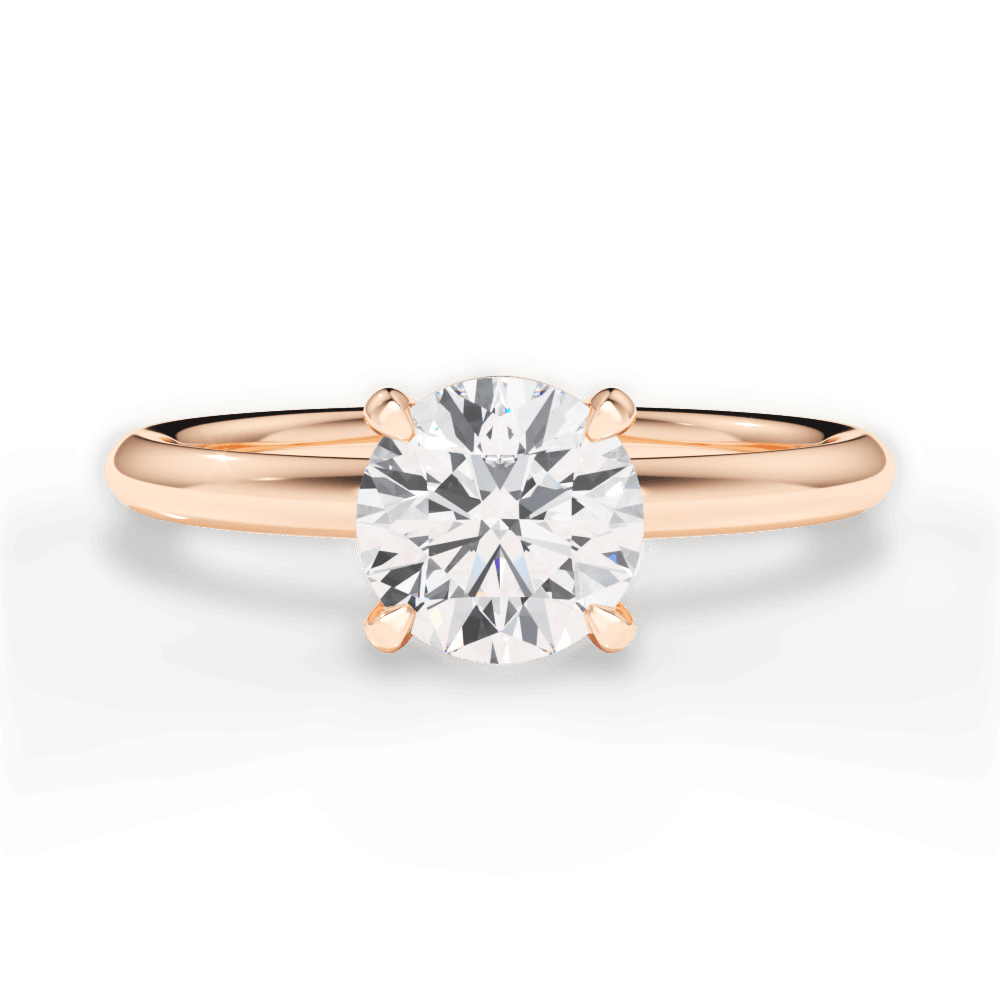 Brenda Round Cut Lab Grown Diamond 18Kt Rose Gold Engagement Ring