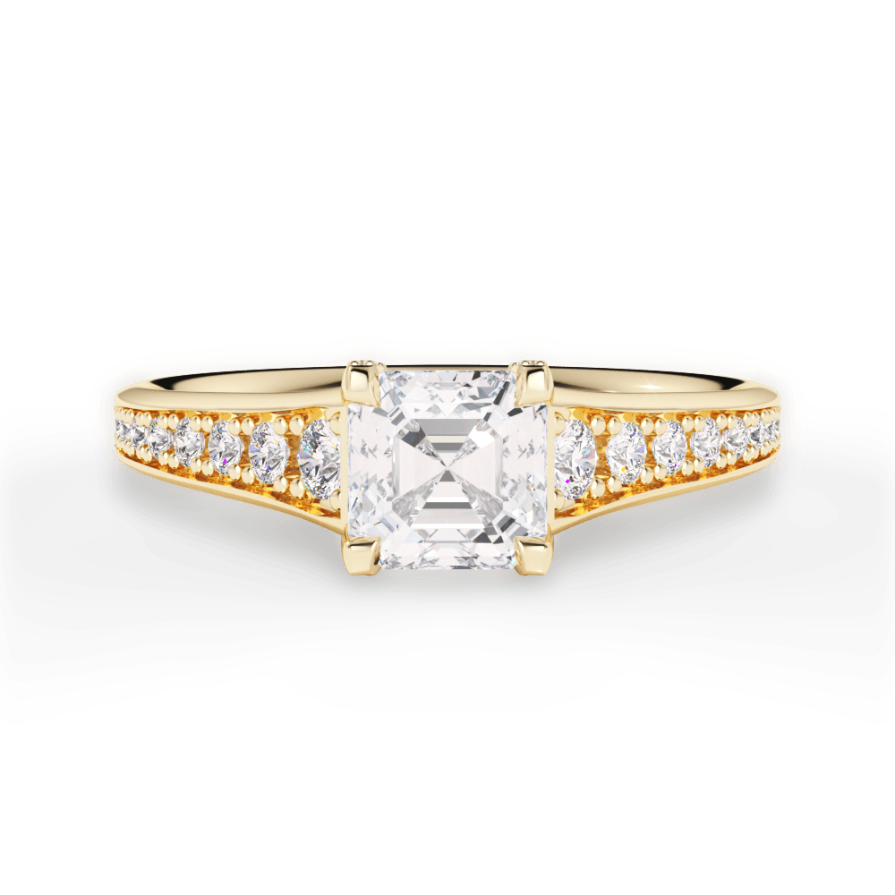 Leslie Asscher Cut Lab Grown Diamond 18Kt Yellow Gold Engagement Ring