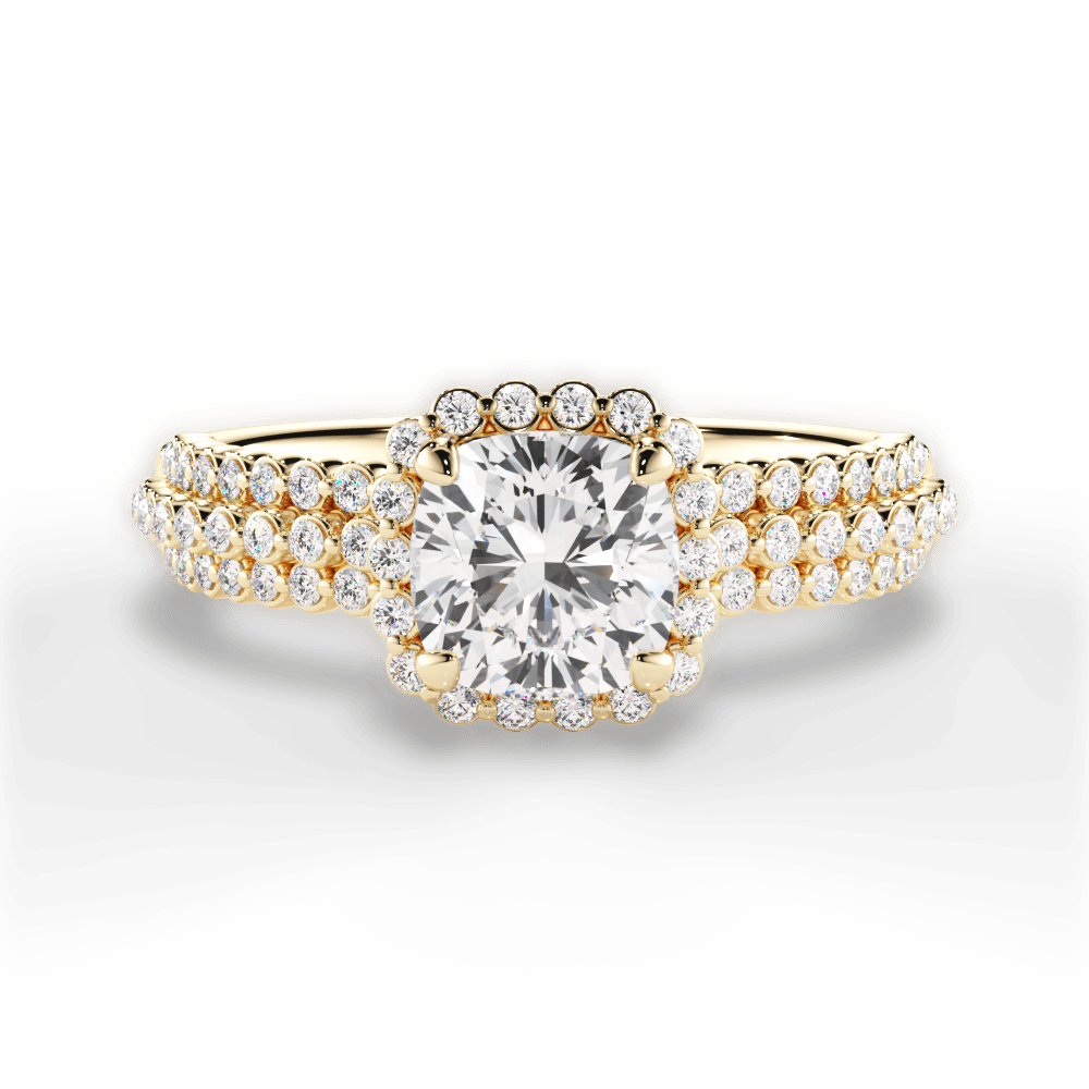 Jocelyn Cushion Cut Lab Grown Diamond 18Kt Yellow Gold Engagement Ring