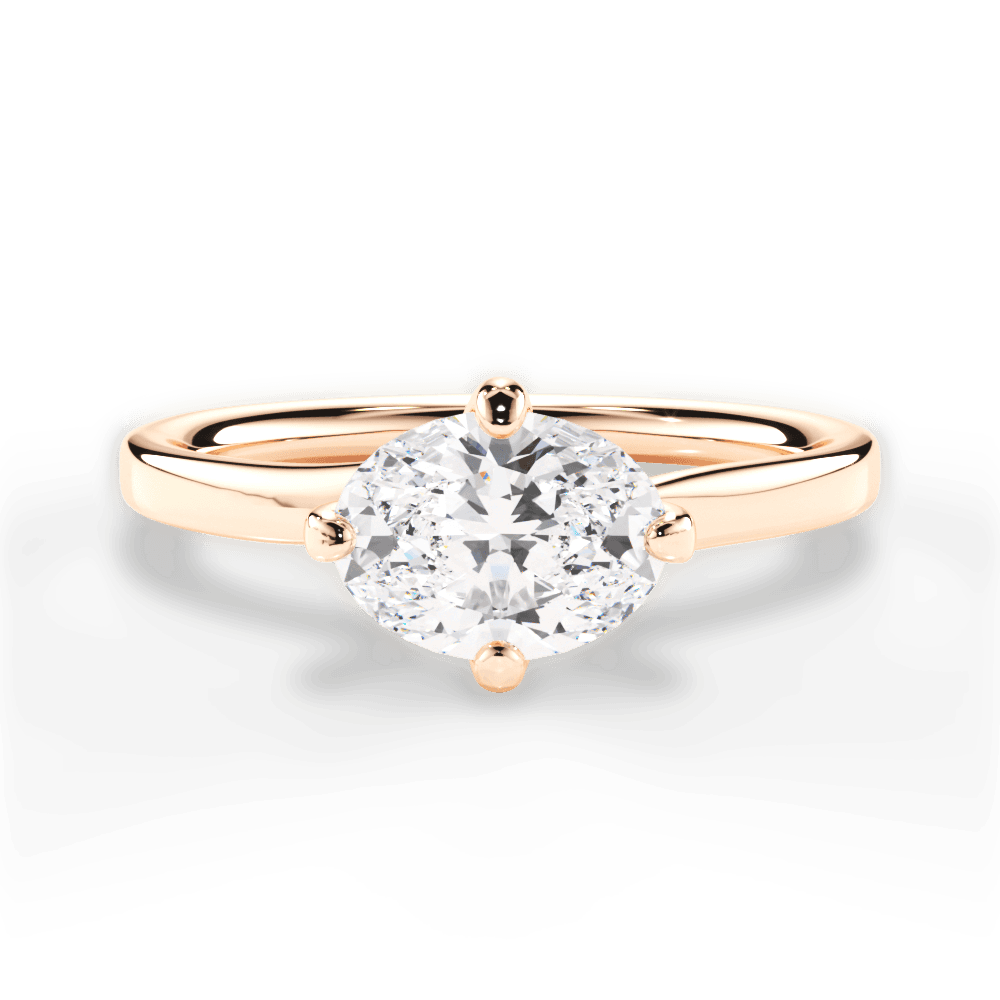 Ashley Oval Cut Lab Grown Diamond 18Kt Rose Gold Engagement Ring