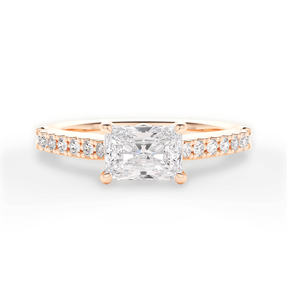 Diane Radiant Cut Lab Grown Diamond 18Kt Rose Gold Engagement Ring