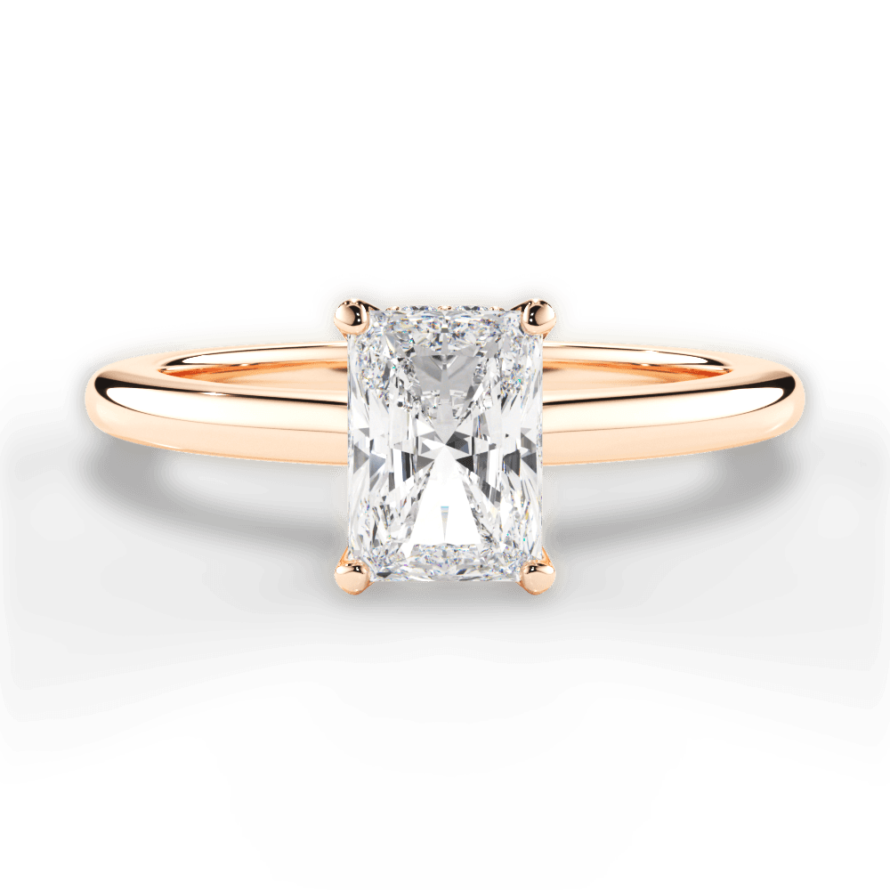 Brianna Radiant Cut Lab Grown Diamond 18Kt Rose Gold Engagement Ring