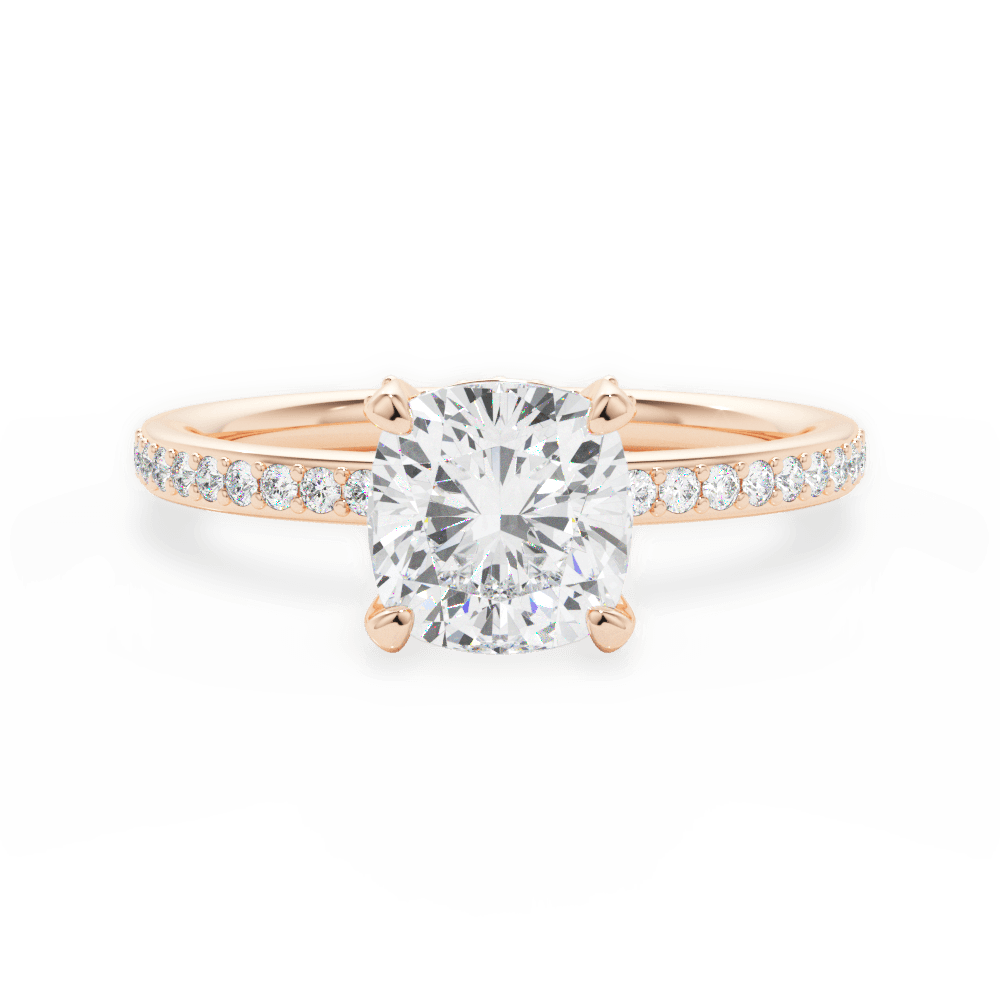 Janice Cushion Cut Lab Grown Diamond 18Kt Rose Gold Engagement Ring