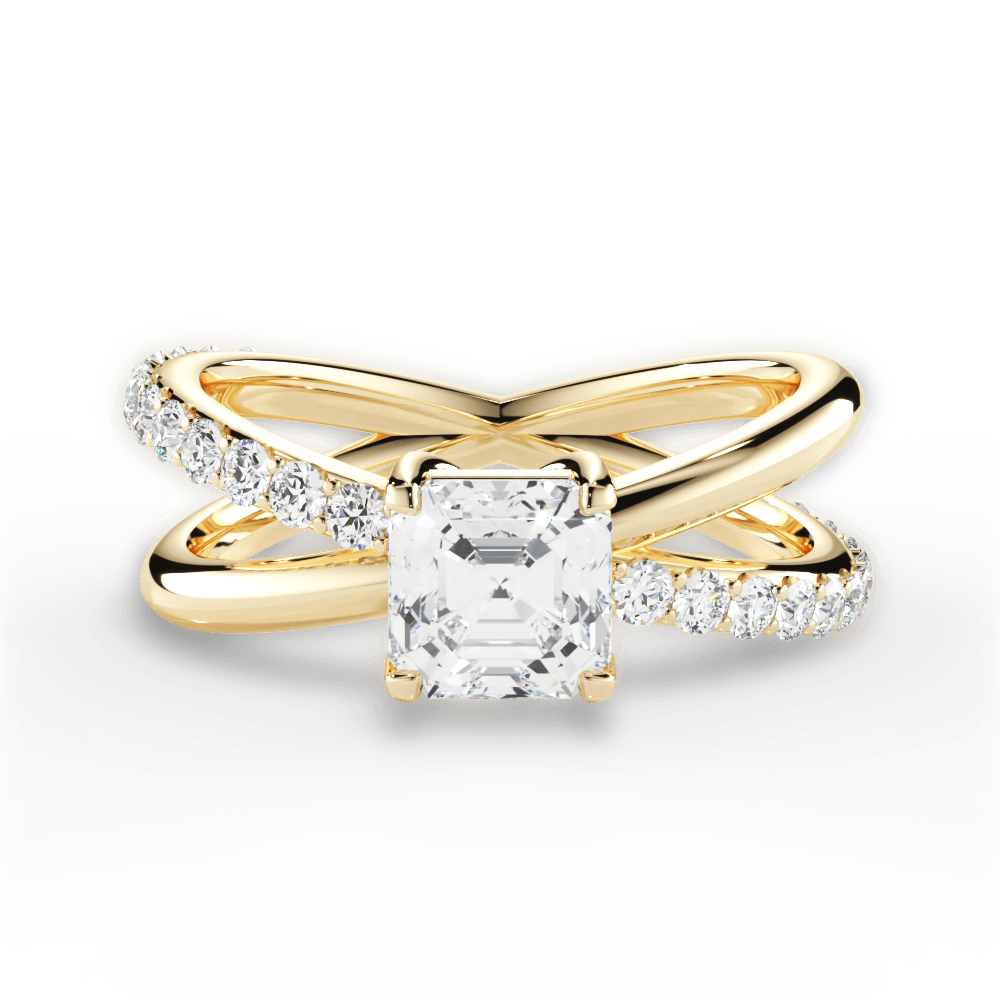 Jennifer Asscher Cut Lab Grown Diamond 18Kt Yellow Gold Engagement Ring