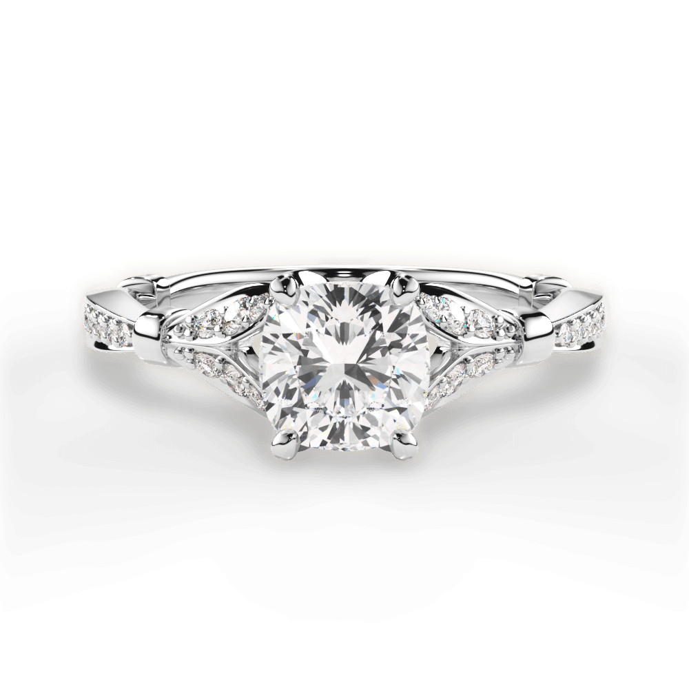 Geraldine Cushion Cut Lab Grown Diamond 14Kt White Gold Engagement Ring