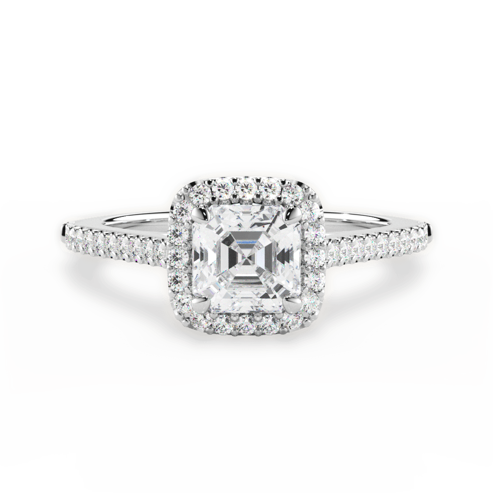 Jeanne Asscher Cut Lab Grown Diamond 18Kt White Gold Engagement Ring