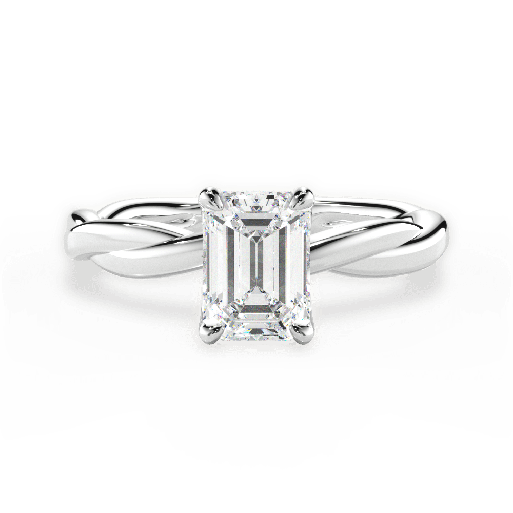 Bianca Emerald Cut Lab Grown Diamond 14Kt White Gold Engagement Ring