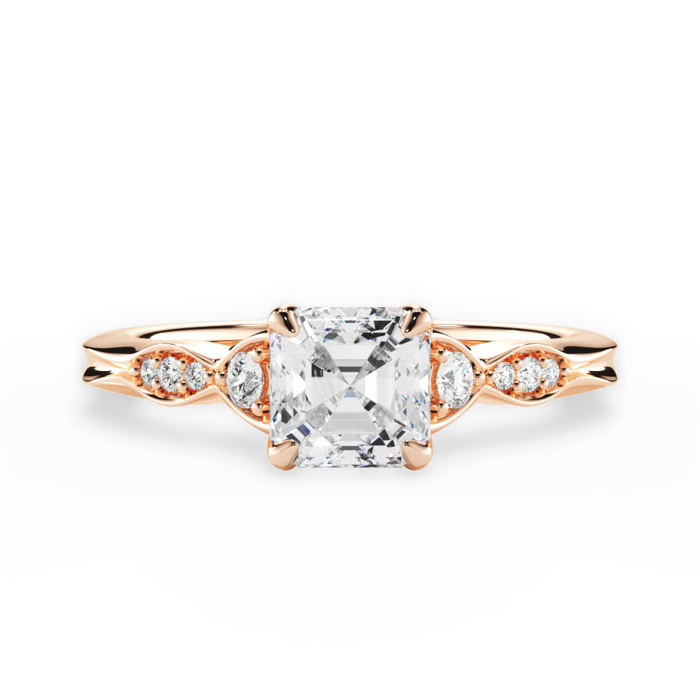 Cassie Asscher Cut Lab Grown Diamond 18Kt Rose Gold Engagement Ring