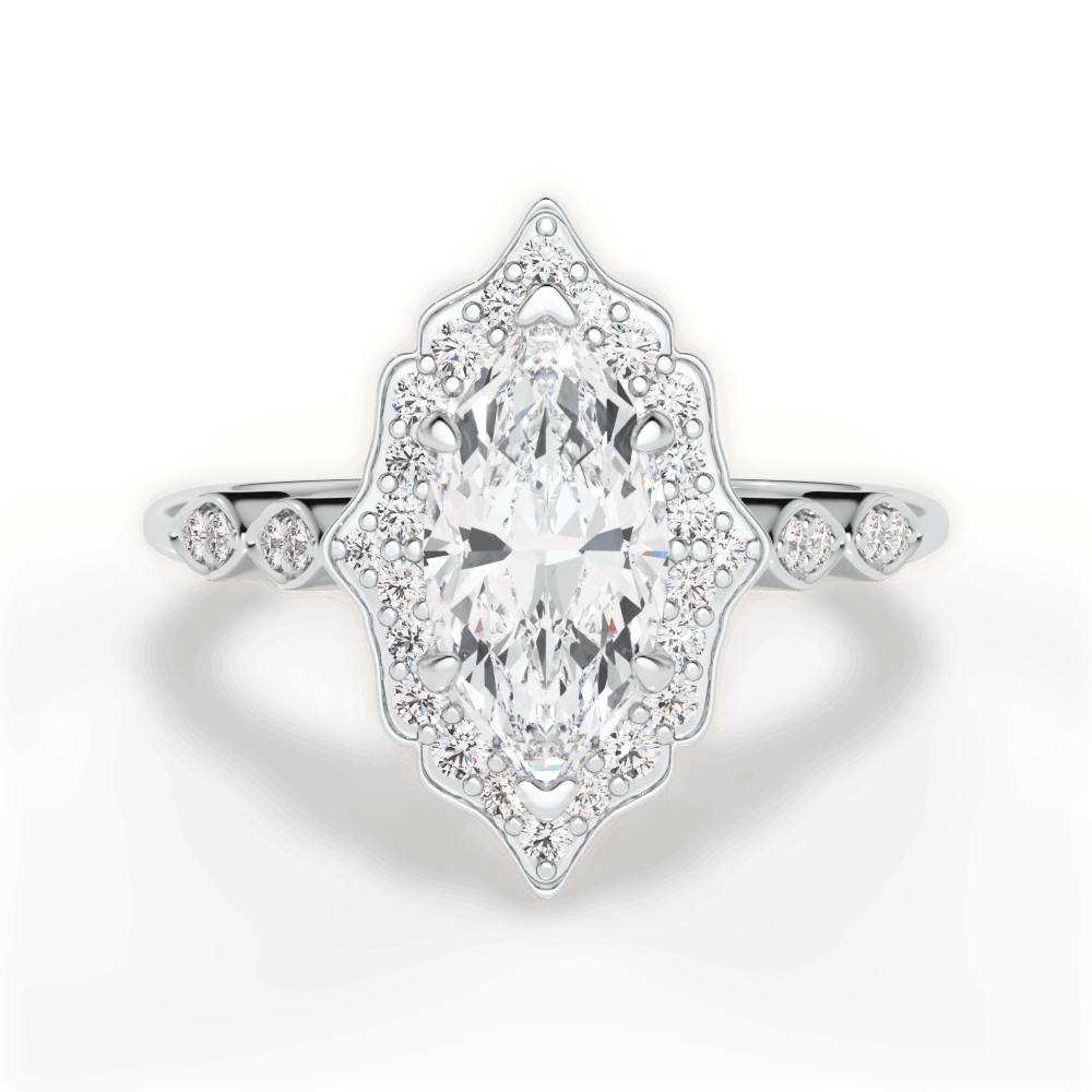 Julie Marquise Cut Lab Grown Diamond 14Kt White Gold Engagement Ring