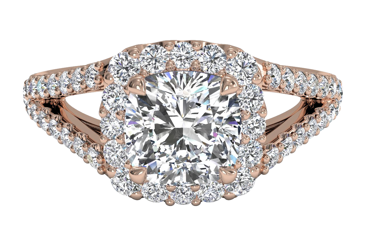 Kelly Cushion Cut Lab Grown Diamond 18Kt Rose Gold Engagement Ring