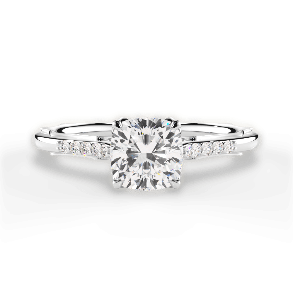 Christina Cushion Cut Lab Grown Diamond 18Kt White Gold Engagement Ring