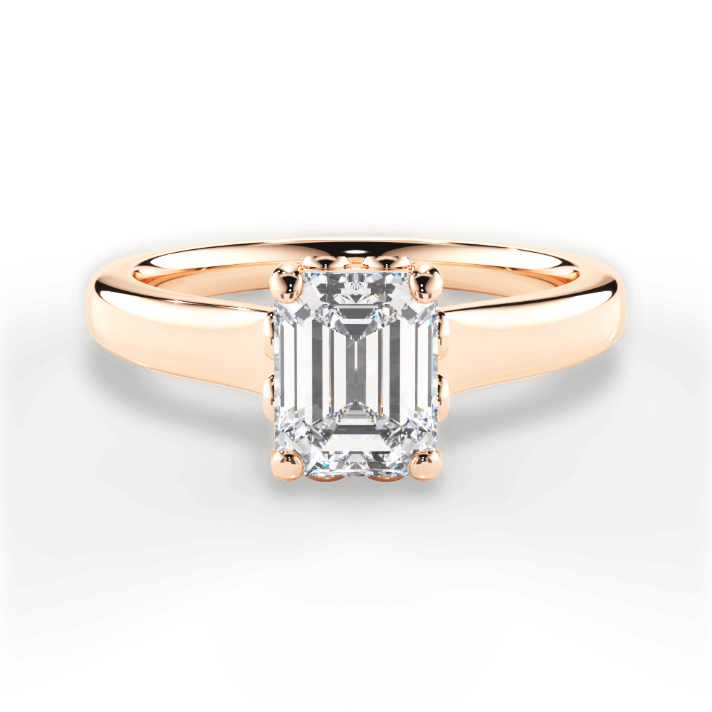 Carol Emerald Cut Lab Grown Diamond 18Kt Rose Gold Engagement Ring