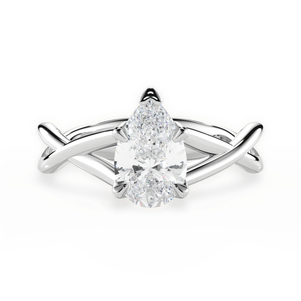 Aubrey Pear Cut Lab Grown Diamond 18Kt White Gold Engagement Ring