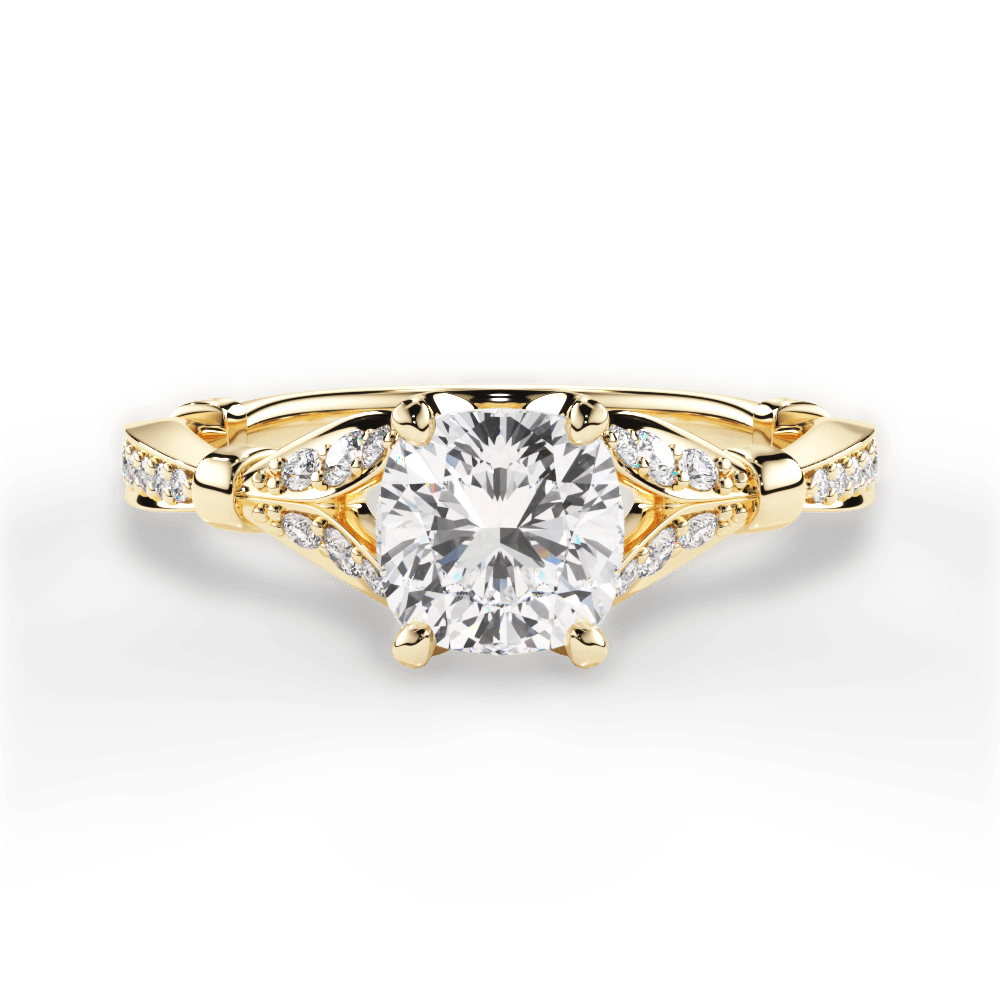 Geraldine Cushion Cut Lab Grown Diamond 18Kt Yellow Gold Engagement Ring