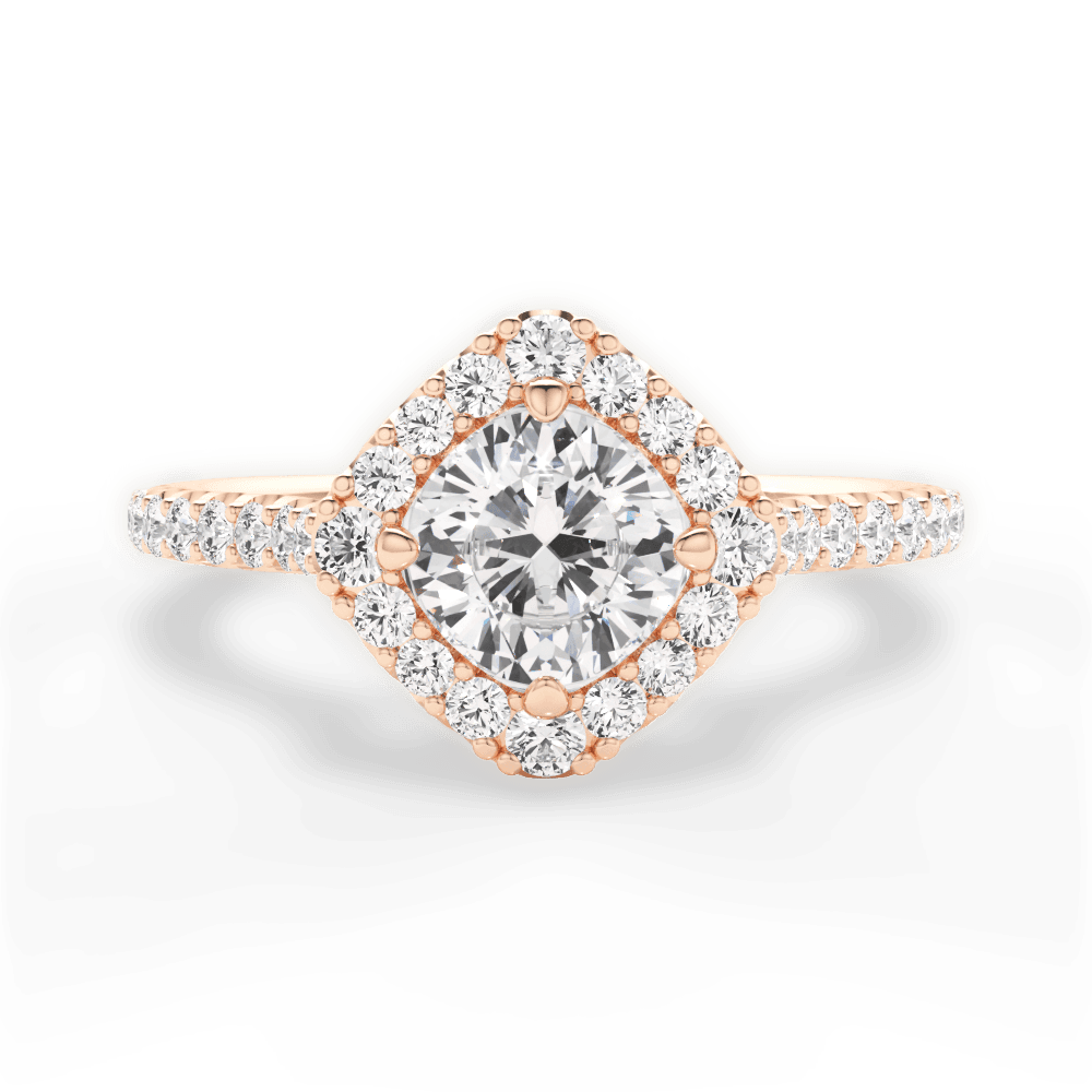 Jackie Cushion Cut Lab Grown Diamond 18Kt Rose Gold Engagement Ring