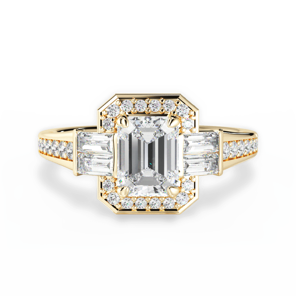 Katherine Emerald Cut Lab Grown Diamond 18Kt Yellow Gold Engagement Ring