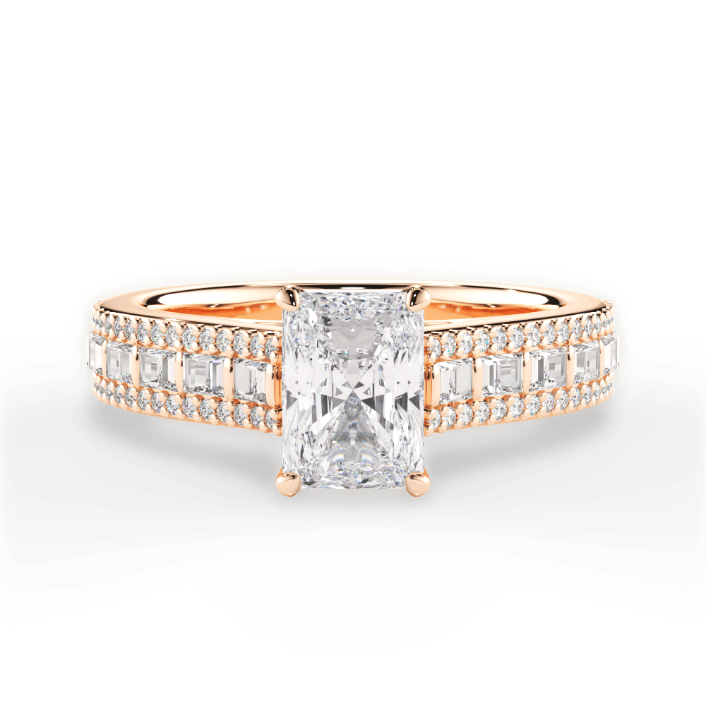 Lynn Radiant Cut Lab Grown Diamond 18Kt Rose Gold Engagement Ring