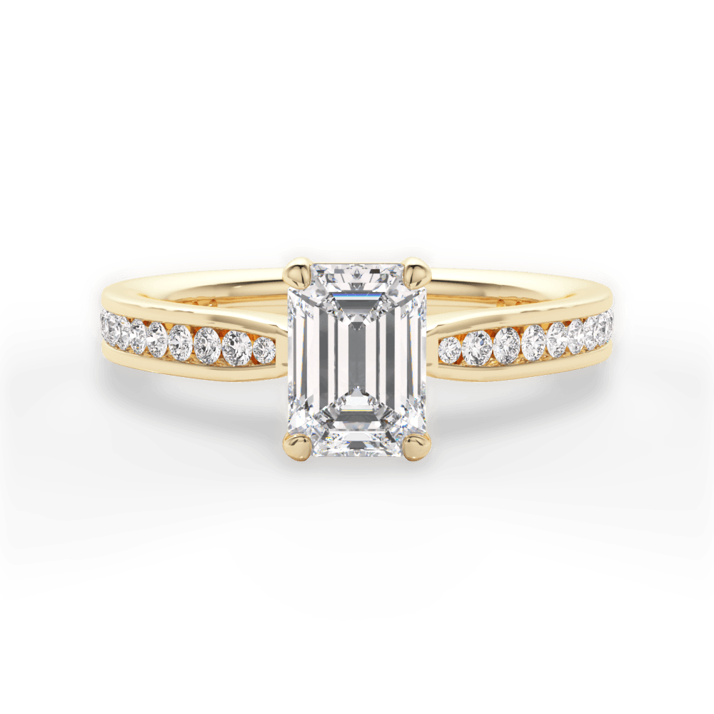 Katelyn Emerald Cut Lab Grown Diamond 18Kt Yellow Gold Engagement Ring