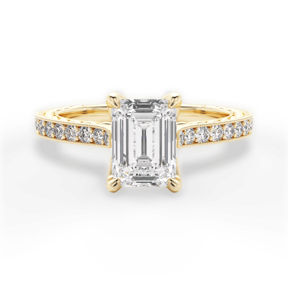 Gilda Emerald Cut Lab Grown Diamond 18Kt Yellow Gold Engagement Ring