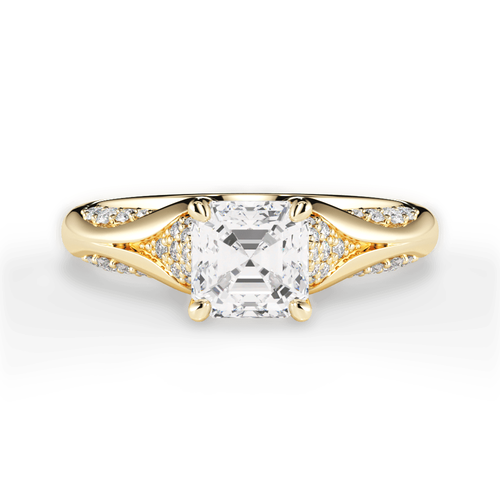 Isabel Asscher Cut Lab Grown Diamond 18Kt Yellow Gold Engagement Ring