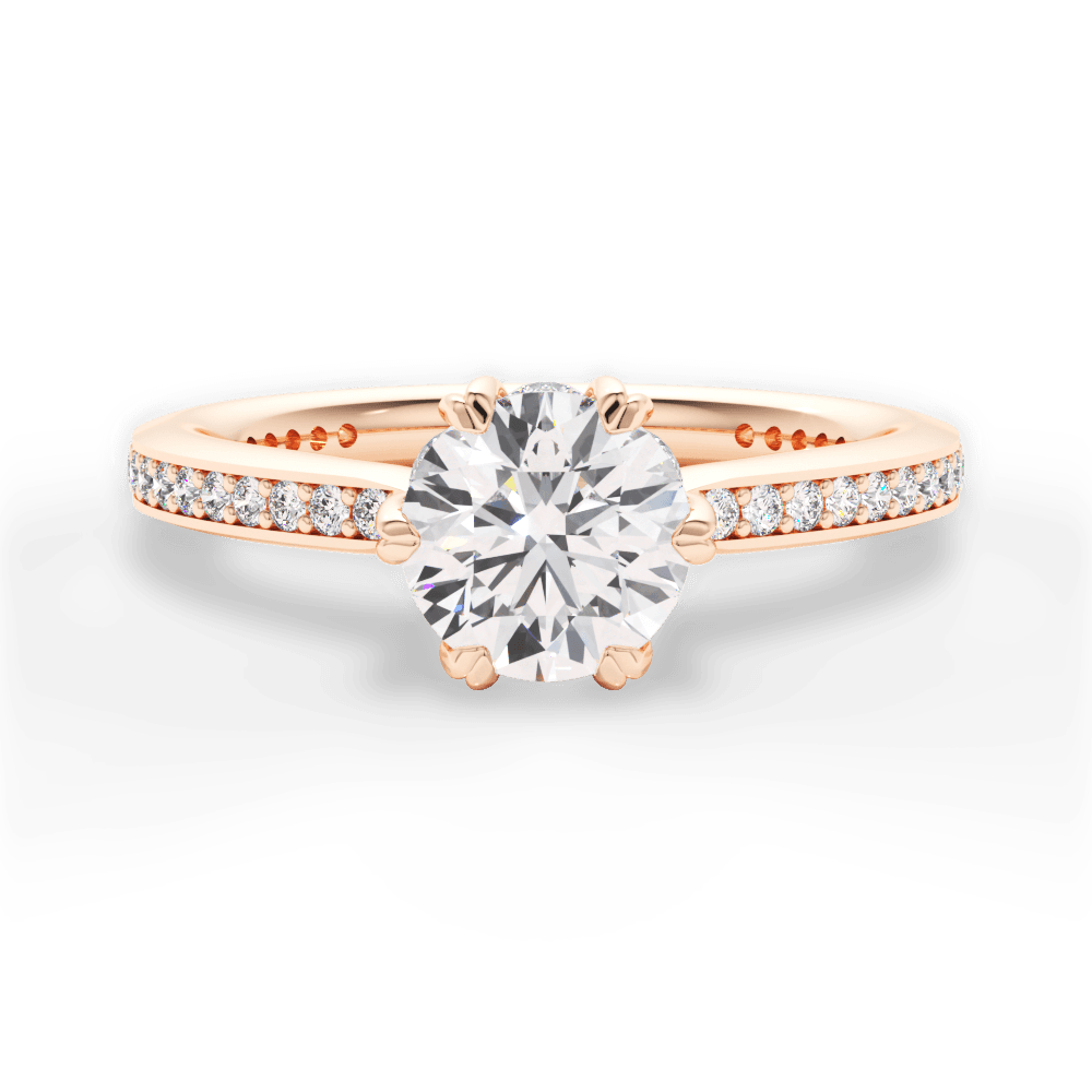 Louise Round Cut Lab Grown Diamond 18Kt Rose Gold Engagement Ring