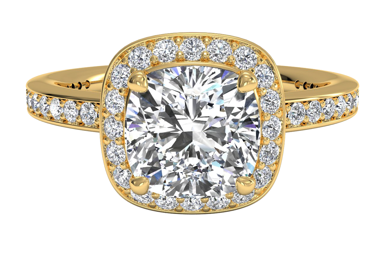 Karen Cushion Cut Lab Grown Diamond 18Kt Yellow Gold Engagement Ring