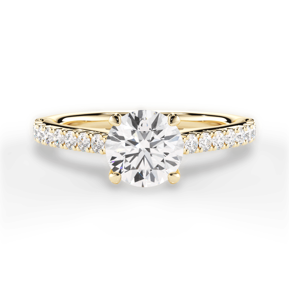 Frances Round Cut Lab Grown Diamond 18Kt Yellow Gold Engagement Ring