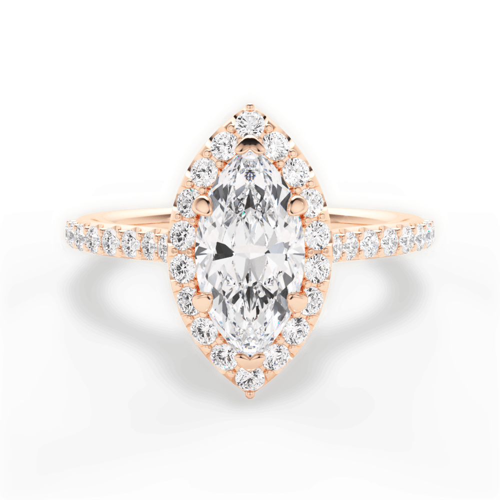 Leah Marquise Cut Lab Grown Diamond 18Kt Rose Gold Engagement Ring