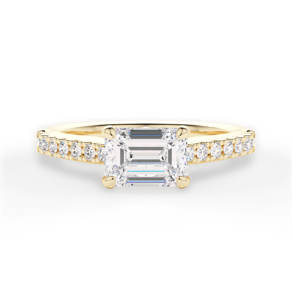 Diane Emerald Cut Lab Grown Diamond 18Kt Yellow Gold Engagement Ring