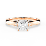 Florence Asscher Cut Lab Grown Diamond 18Kt Rose Gold Engagement Ring