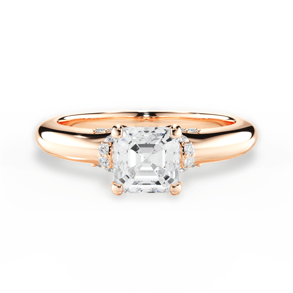 Florence Asscher Cut Lab Grown Diamond 18Kt Rose Gold Engagement Ring
