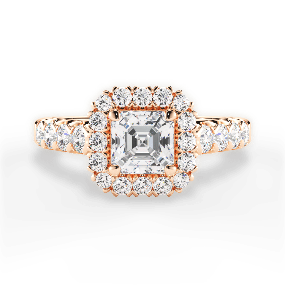 Lacey Asscher Cut Lab Grown Diamond 18Kt Rose Gold Engagement Ring