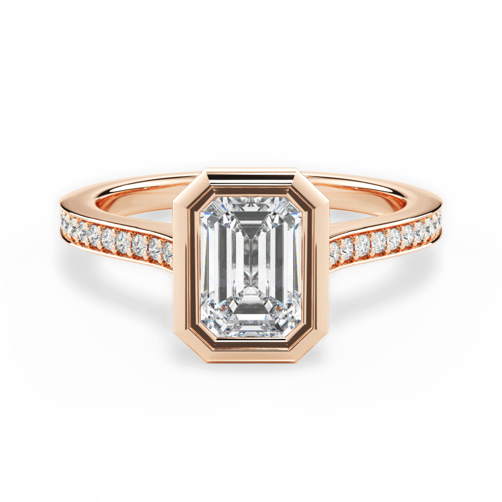 Deanna Emerald Cut Lab Grown Diamond 18Kt Rose Gold Engagement Ring
