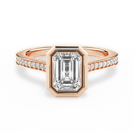 Deanna Emerald Cut Lab Grown Diamond 18Kt Rose Gold Engagement Ring