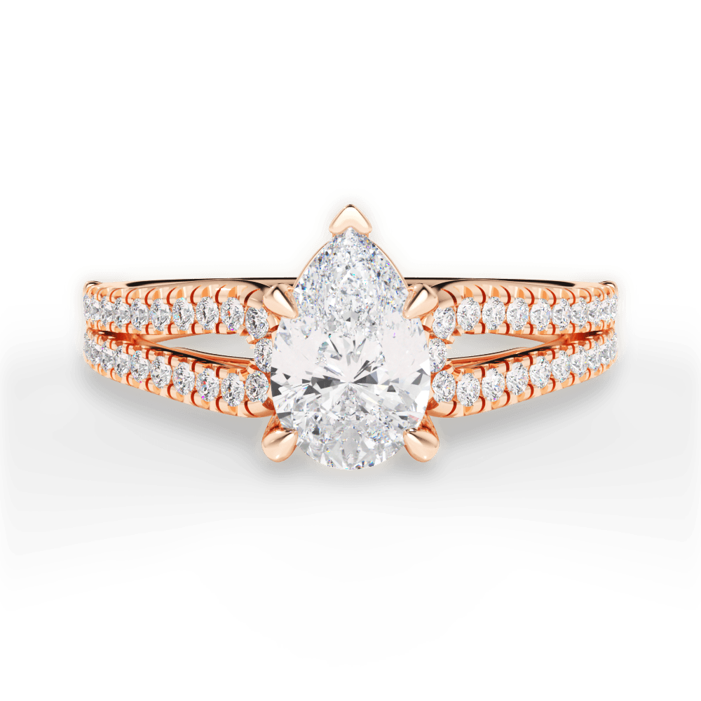 Jessica Pear Cut Lab Grown Diamond 18Kt Rose Gold Engagement Ring